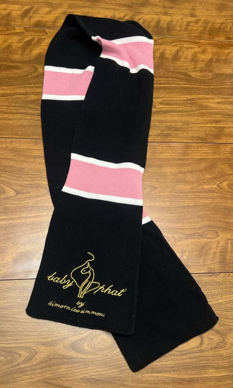 Baby Phat by Kimora Lee Simmons Black Pink White Striped Scarf